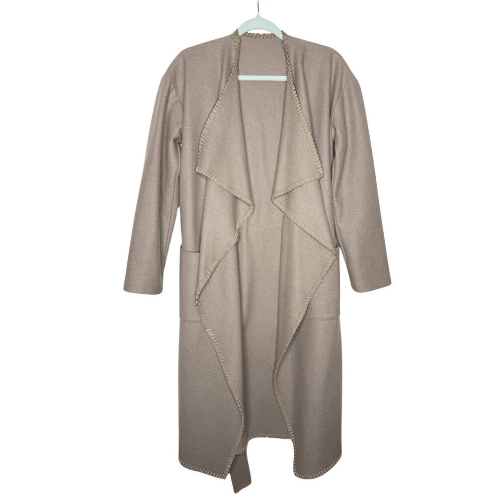 AllSaints Paxx Italian Wool Wrap Waterfall Trench Coat Dune Small Winter Jacket - Picture 2 of 15